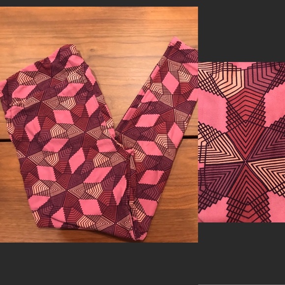 LuLaRoe Pink geometric TC leggings - Picture 1 of 3